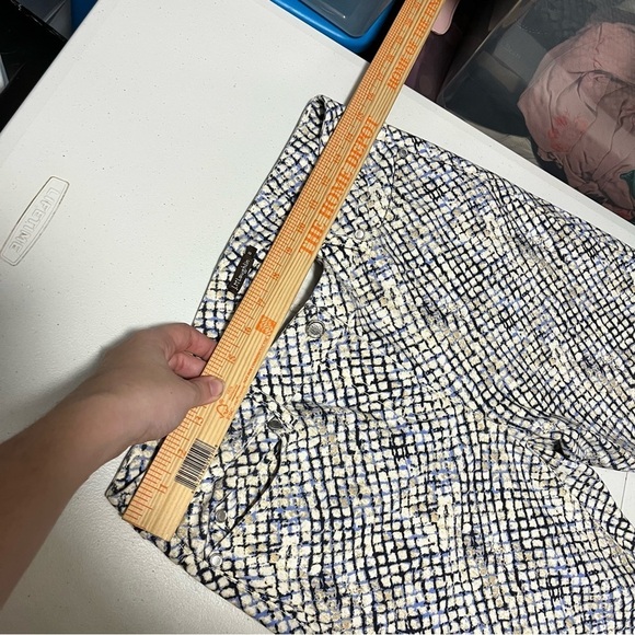 J. McLaughlin Snakeskin Animal Print Skinny Pants Cream Blue Size 8 I - Picture 7 of 7